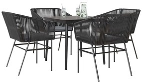 vidaXL Set de sufragerie de grădină 5 piese neagră Sticlă Poly Rattan