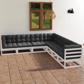 3076555 vidaXL Set mobilier de grădină cu perne, 7 piese, lemn masiv de pin