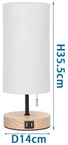 Lampă de masă cu USB Aigostar 1xE27/40W/230V bej