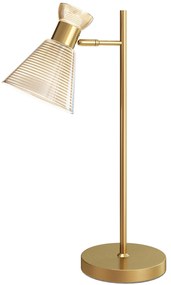 HOMCOM Lampă de Masă Modernă cu Abajur Reglabil din Sticlă Ambrată și Satinată, Suport E27, Aur | Aosom Romania