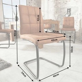 Set de 2 scaune tapitate cu microfibra Modena maro deschis vintage A-38615 VC