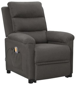 3098270 vidaXL Fotoliu de masaj cu ridicare, gri închis, textil