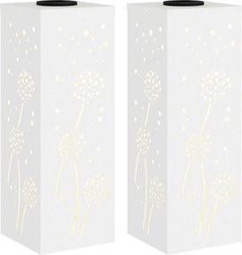 vidaXL Lumină LED Solară pentru Alei 2 pcs Alb Oțel laminat la rece