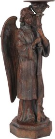 Sfeșnic din polirășină, maro, model înger, finisaj antichizat, 40 x 15 x 13 cm, „Ange”
