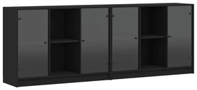 3206532 vidaXL Bibliotecă cu uși, negru, 204x37x75 cm, lemn compozit
