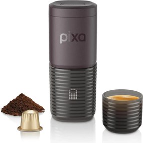 Espressor portabil Wacaco Pixapresso, 20 bari, 210 ml, Cafea macinata si capsule NS/Nespresso, 9000 mAh, Maro