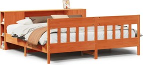vidaXL Pat cu bibliotecă fără saltea maro 200x200 cm lemn masiv de pin