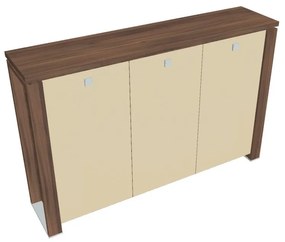 Dulap mediu Verno+ 200 x 46 x 130 cm, uși de sticlă, nuc / vanilie