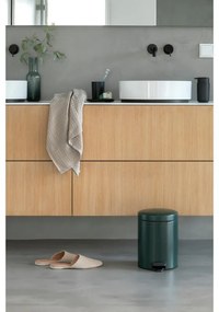 Cos de gunoi cu pedala Brabantia NewIcon 1003199, 5 L, Inchidere lina, Baza antiderapanta, Verde inchis