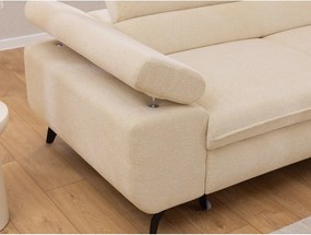 Colțar crem cu tapițerie din chenille (cu colț pe partea dreaptă/în formă de ”L”) Marbeya – Ropez