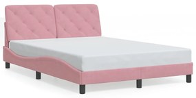 3213860 vidaXL Cadru de pat cu lumini LED, roz, 140x200 cm, catifea
