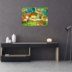 Tablou pe sticlă - Dinozaurii (70x50 cm)