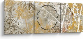 Tablou - Vintage perete cu flori (cu ceas) (90x30 cm)