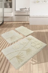 Set 3 Covorase de Baie Orkide, Acrilic, Crem