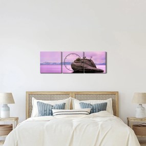 Tablou cu piata în mare (cu ceas) (90x30 cm)