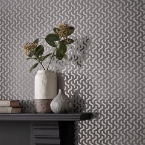 Tapet metalizat Rattan, Chamomile Silver Luxury Foil, 1838 Wallcoverings, 5.3mp / rola