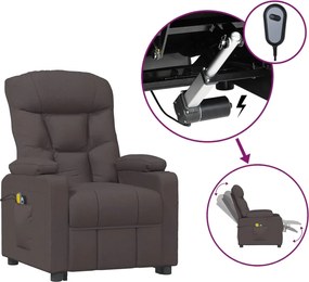vidaXL Fotoliu de masaj electric, maro închis, material textil