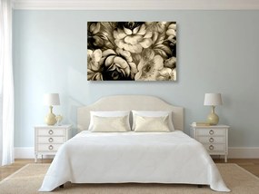 Tablou lumea impresionistă a florilor în design sepia