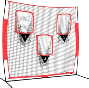 vidaXL Plasă de baseball portabilă negru/roșu 183x105x183 cm poliester