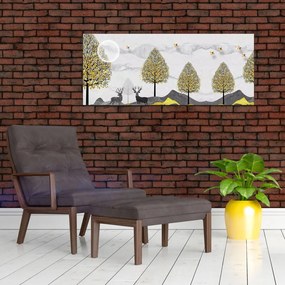 Tablou cu cerbi pictați (120x50 cm)