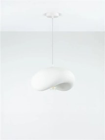 Lustra suspendata cu textura granulata Bambel alb piatra