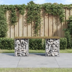 834331 vidaXL Bancă grădină, design gabion, 103x31x42 cm, lemn pin impregnat