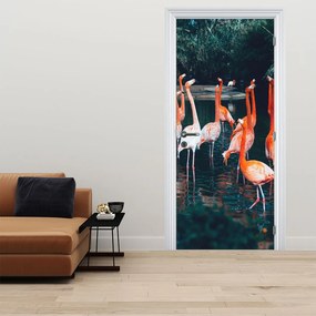 Fototapet pentru ușă - Cârd de flamingo (95x205cm)