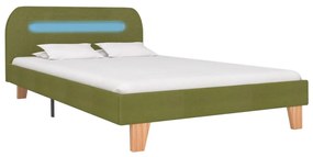 280907 vidaXL Cadru de pat cu LED-uri, verde, 120 x 200 cm, material textil
