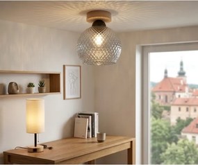 BRILAGI - Plafonieră LED R GLASS 1xE27/60W/230V Ø 18 cm stejar/gri fumuriu