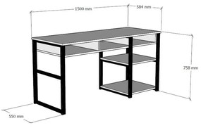 Birou Emro, Nuc/Negru, 150 x 76 x 59 cm