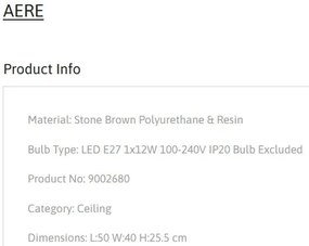Plafoniera design modern, Stone Brown, AERE, L 50cm