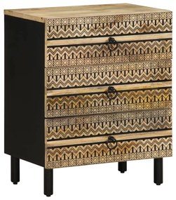 vidaXL Dulap de pat, negru, 50x33x62 cm, lemn masiv de mango brut