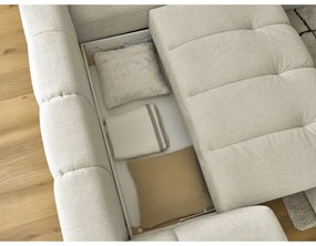 Colțar bej extensibil/cu spațiu de depozitare (cu colț pe partea dreaptă/în formă de ”L”) Fuji – Bobochic Paris