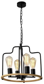 Candelabru suspendat pe lanț DATUS, 4 x E27, 40 W, 230 V, negru/maro