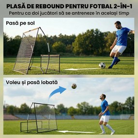 SPORTNOW Plasă de Ricochet Portabilă 2-în-1, Dublă Față și Pliabilă, Negru | Aosom Romania