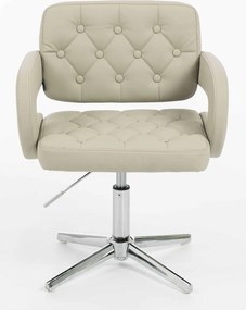 HR8403CROSS Scaun Ecru Piele Ecologica Premium Soft cu Bază Cromata