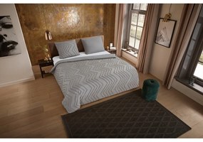 Lenjerie de pat gri/maro din microfibră pentru pat de o persoană/extinsă 140x220 cm Pure Zigzag – Good Morning