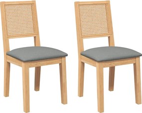 vidaXL Scaune de sufragerie cu perne 2 buc din cauciuc din lemn masiv