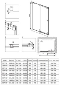 Usa sticla dus culisanta 130x200 cm profil crom Deante Kerria Plus 1300x2000 mm, Crom lucios