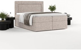 Pat boxspring maro deschis cu spațiu de depozitare 160x200 cm Imagine – Maison de Rêve