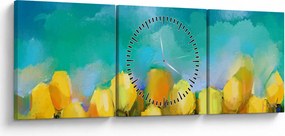Tablou - Lalele galbene (cu ceas) (90x30 cm)