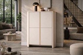 Comodă înaltă Sorrenti 103 cm - cashmere / auriu