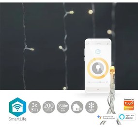 Perdea LED de Crăciun 200xLED/8 funcții 6m IP65 Wi-Fi Tuya cald Nedis WIFILXC01W200