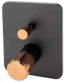 Baterie cada - dus incastrata FDesign Ardesia, corp incastrat inclus, negru mat rose gold lucios
