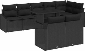 vidaXL Set de canapele pentru grădină cu pernă cu pernă 9 pcs Negru
