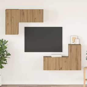 vidaXL Set comodă TV cu raft Pe perete 4 pcs stejar artizanal 60 x 30 x 30 cm
