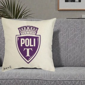 Perna Personalizata Poli Timisoara Fotbal, 40x40 cm, Ecru, Husa Detasabila, Perna Inclusa, BEKZ®