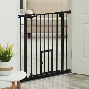 PawHut Portita pentru Caini Extensibila 74-80 cm cu Inchidere Automata, Neagra | Aosom Romania