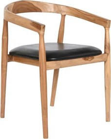 Scaun dining din lemn de tec si piele naturala, " Woon "
