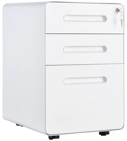 Vinsetto Caisson birou mobil și verrouillable cu 3 sertare pentru format A4, scrisori, legal, 39 x 48 x 59 cm, alb | Aosom Romania